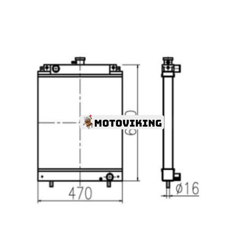 Vattentank Kylare Assy 68651-42300 för Kubota grävmaskin KX151 KX159 KX161 KX163 KX165