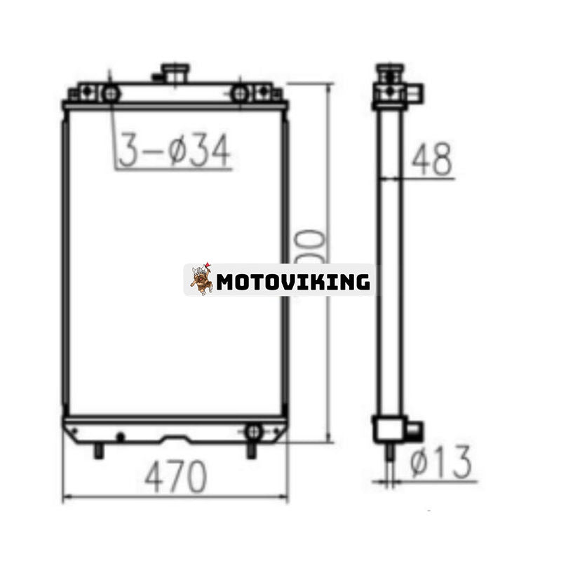 Kylare Assy RD401-42304 för Kubota grävmaskin U-45