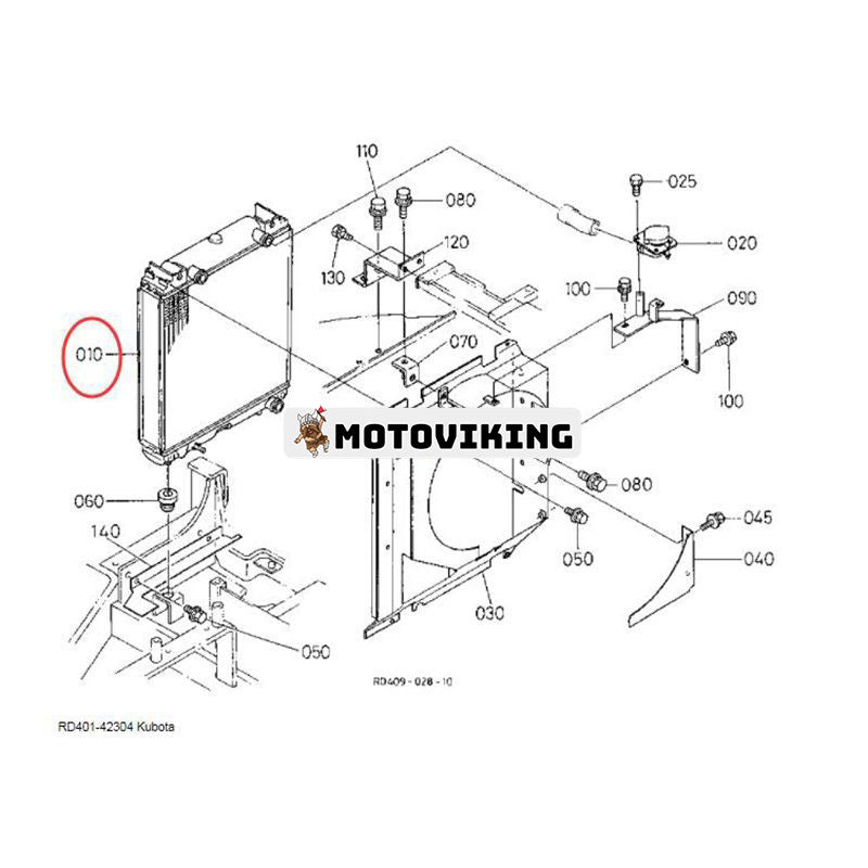 Kylare Assy RD401-42304 för Kubota grävmaskin U-45