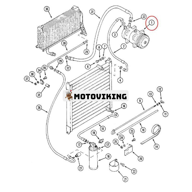 SD510 A/C-kompressor K307237 för CASE-traktor 1394 1494 1594 9110 9130 9150 9170 9180 9190 9210