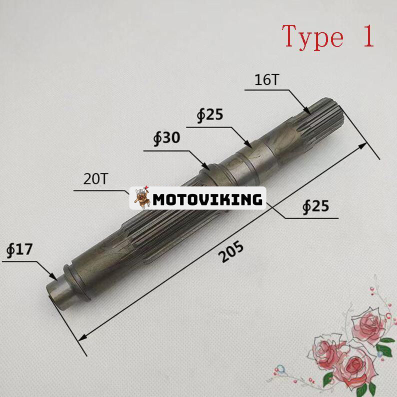 Final Drive Travel Motor Shaft TZ269B2002-00 för Komatsu Engine SAA4D102E SAA4D95LE Grävmaskin PC100-6 PC120-6 PC130-6 PC130-7