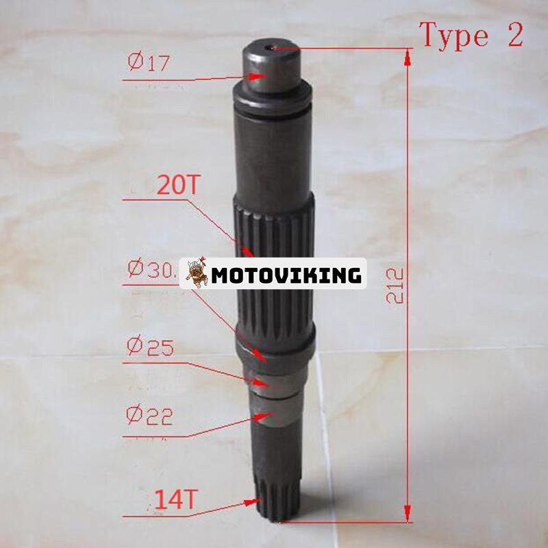 Final Drive Travel Motor Shaft TZ269B2002-00 för Komatsu Engine SAA4D102E SAA4D95LE Grävmaskin PC100-6 PC120-6 PC130-6 PC130-7