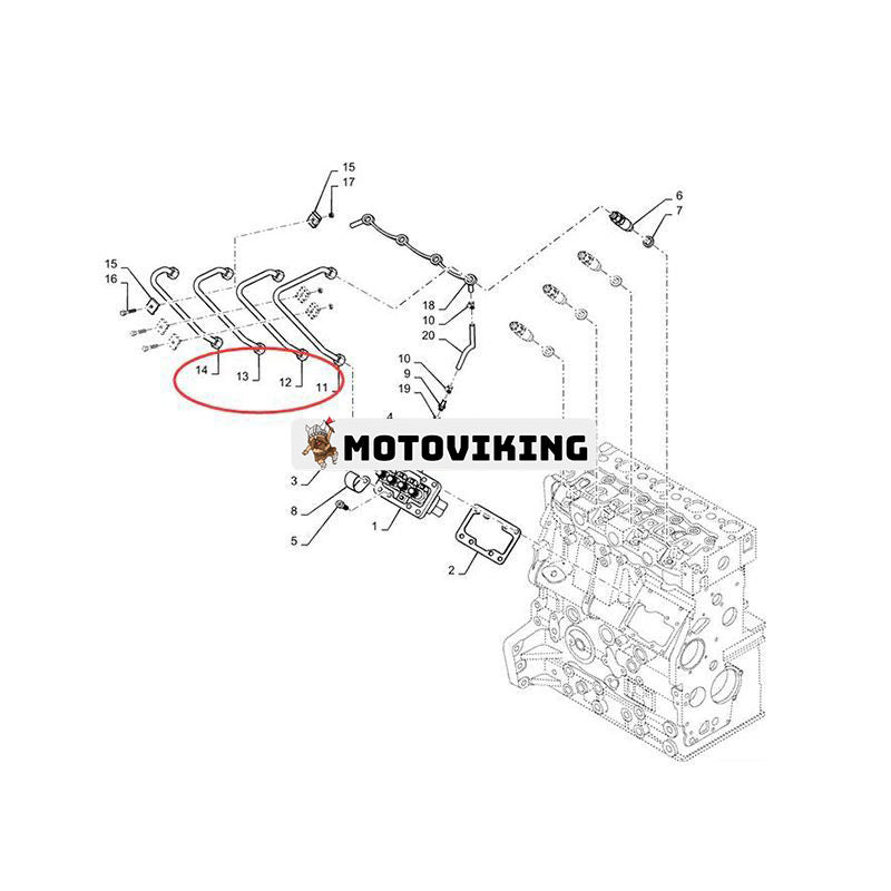 Bränsleinsprutningsledningssats 131501060 131507601 131507611 131501050 för Perkins Engine 403D-15 403D-15T 403C-15