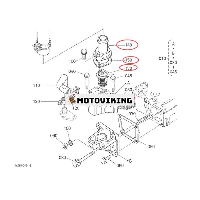 Termostat med packning 1A021-73012 1A021-73270 & lock 15321-73260 & sensor T1063-65660 för Kubota Engine V2203 V2403