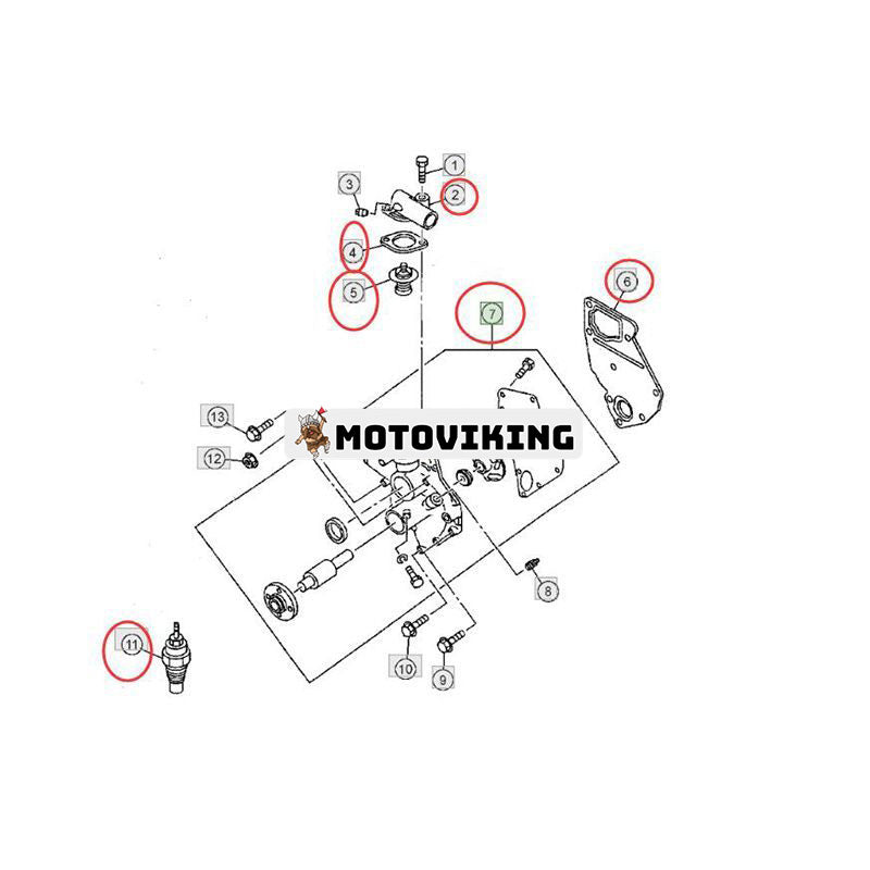 Vattenpump & termostat & packning & vattenutloppsrör & sensor 8971424110 8972584792 8981262311 8972112090 för Isuzu Engine 4LC1 4LE1 3LD1 3LD2