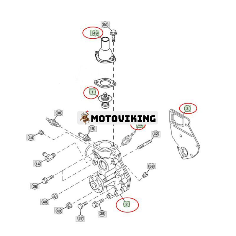 Vattenpump 8981262300 med packning & termostat 8973617700 & rör 8971690151 & sensor 8971256001 för Isuzu motor 4LE1 4LE2 John Deere grävmaskin 75D 85D