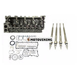 Motor 4HE1 4HE1-T 4HE1T 4HE1-TC översynspackningssats & cylinderhuvud med ventiler & 4 st glödstift för 99-04 Chevrolet GMC W3500 W4500 W5500 Isuzu NPR NQR lastbil