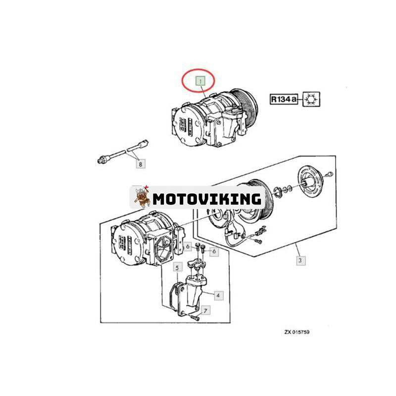 10PA15C A/C-kompressor AZ44541 för John Deere 2054 2056 2066 2254 2256 2266 6610 6910 6650 6750 6850 6950 7200 7300 7 070 08