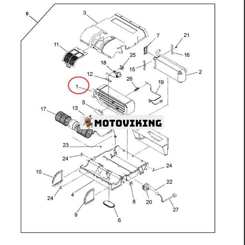 A/C-förångare 4641212 4641213 för John Deere grävmaskin 50D 35D 27D