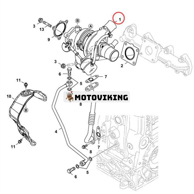 Turbo D24 Turboladdare 7391213 för Bobcat Loader S62 S64 S66 S76 T62 T64 T66 T76