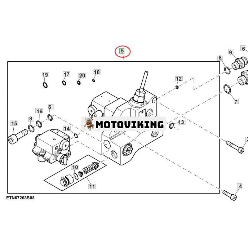 Fördelare RE181544 för John Deere traktor 1054 904 1204 1354 1404 6403 6603 6100B 6100D 6110D 6115D 6125D 6130D 6140D 6110B