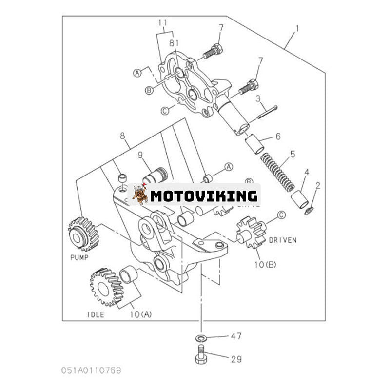 Oljepump 1131001572 för Isuzu Engine 6RB1 Hitachi Grävmaskin UH181 UH501