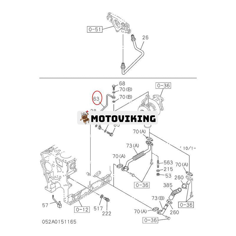 Pipe VI8980959780 84604126 för Isuzu Engine 4LE2 CASE Grävmaskin CX75SR CX80