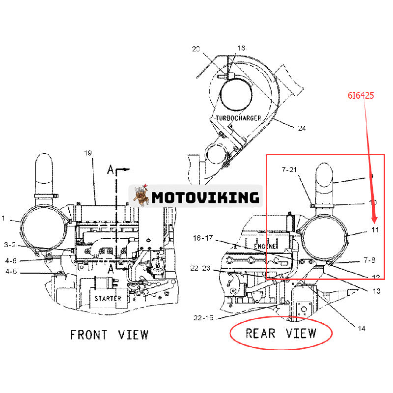 Avgasljuddämpare 6I-6425 för Caterpillar CAT Engine 3306 Grävmaskin 330 330L 330B W330B