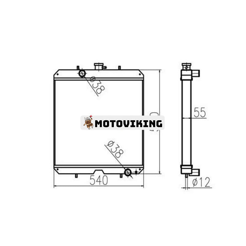 Vattentankkylare 184015-44501 för Yanmar grävmaskin VIO75-B VIO-80 465x540x52mm