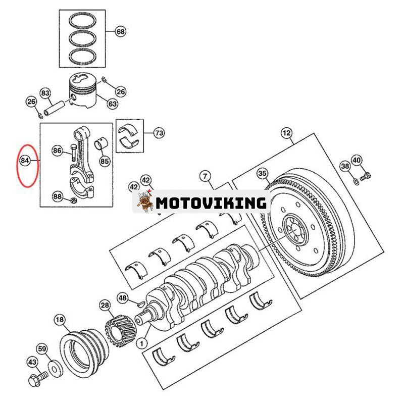 Vevstång 02/803067 för Isuzu Engine 4LE1 4LE2 JCB Grävmaskin 8085 8065RTS 8080 8055ZTS 8055RTS 8065ZTS