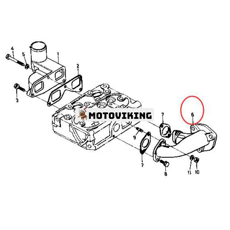 Avgasgrenrör 15852-12310 för Kubota Engine Z482 Trädgårdstraktor G3200 G4200 G4200H G4200HST