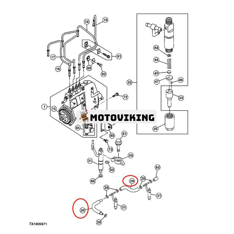 Slangsats 8941523530 8971294130 för Isuzu Engine 4JG1 John Deere Grävmaskin 75C 80C