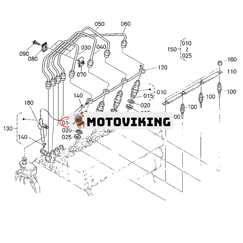 4st bränsleinsprutare 16454-53905 för Kubota V2203 V2403 motor M4700 M4900 M5140 M5400 M5700 MX4700 MX4800 MX5000 MX5100