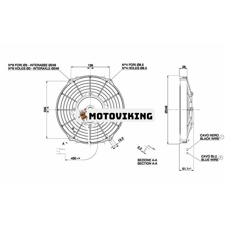 12V fläktblad 78-1373 VA07-AP8/VLL-58S för Thermo King