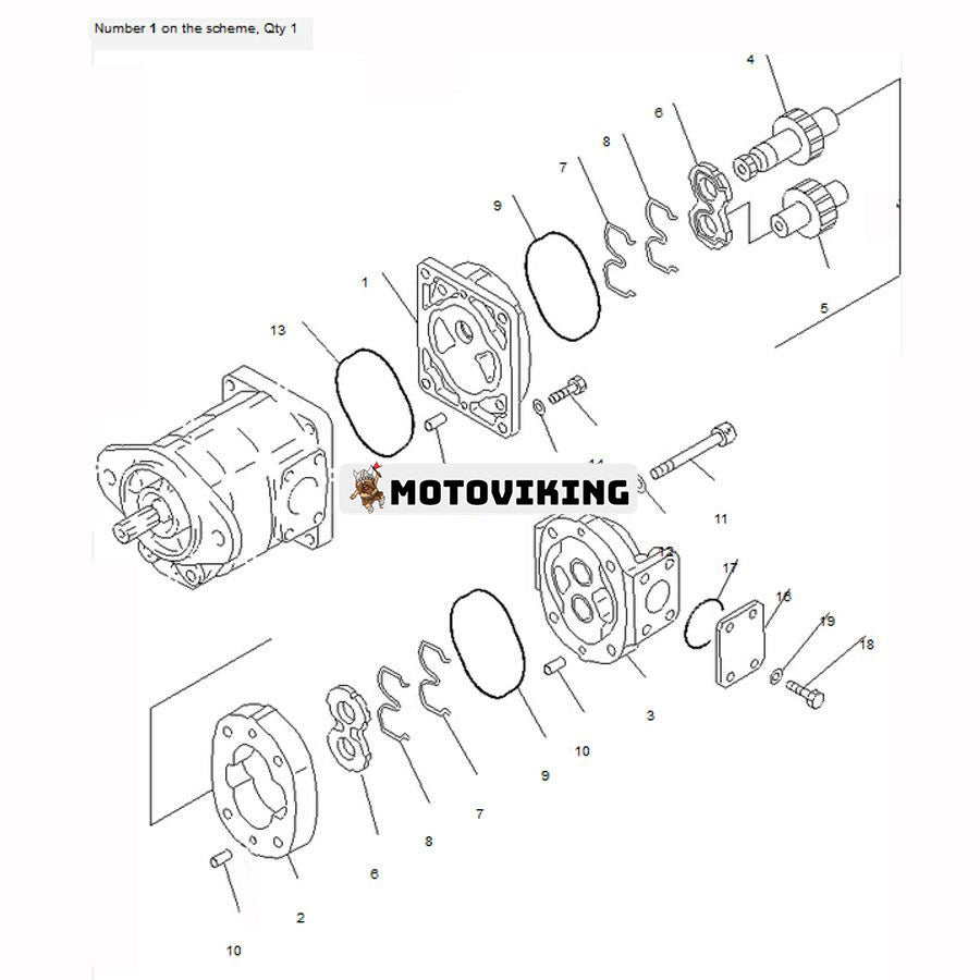 Hydraulisk pumpenhet 705-51-20440 för Komatsu hjullastare WA380-3-X WA380-3