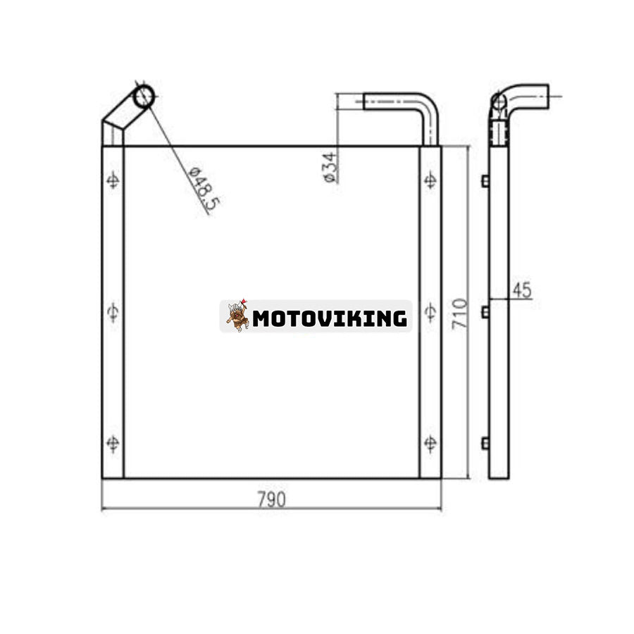 Hydraulisk oljekylare 4365742 för Hitachi grävmaskin EX100-5 EX110-5 EX120-5 EX130H-5 EX150LC-5 EX160LC-5