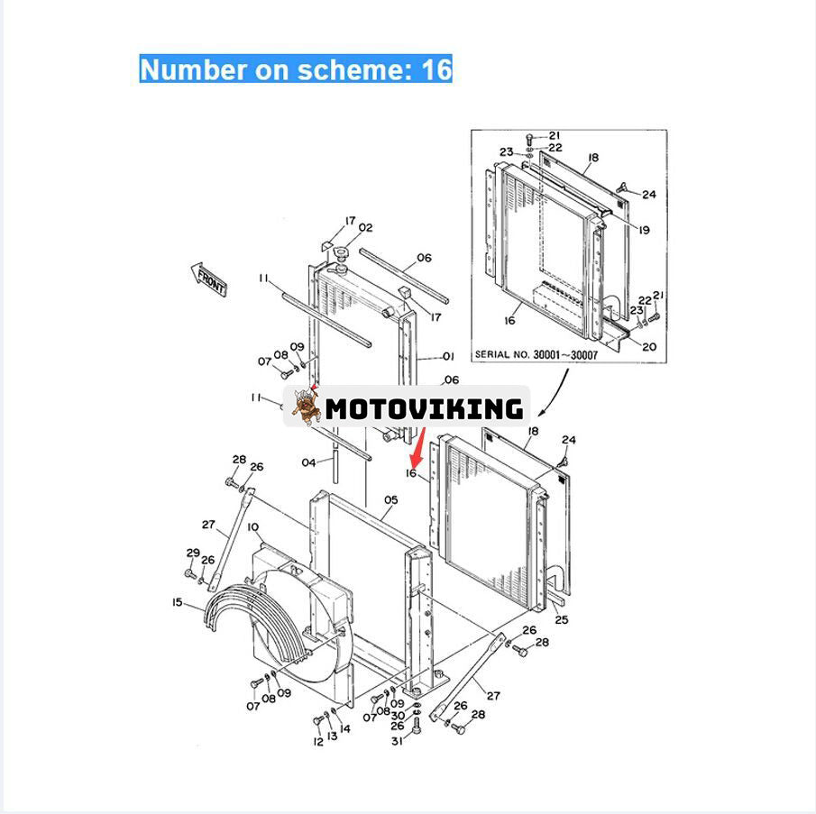 För Hitachi Grävmaskin EX200 EX200K Hydrauloljekylare ASS'Y 4208651