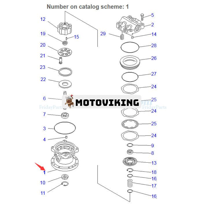 Svängmotorhölje 708-7T-11240 för Komatsu CD60R-1 PC75UU-3 PC75UU-2 PC75US-3 PC75UD-3 PC75UD-2 PC78US-5 PC75R-2 PC75-1 PW75-1 PW75R-2