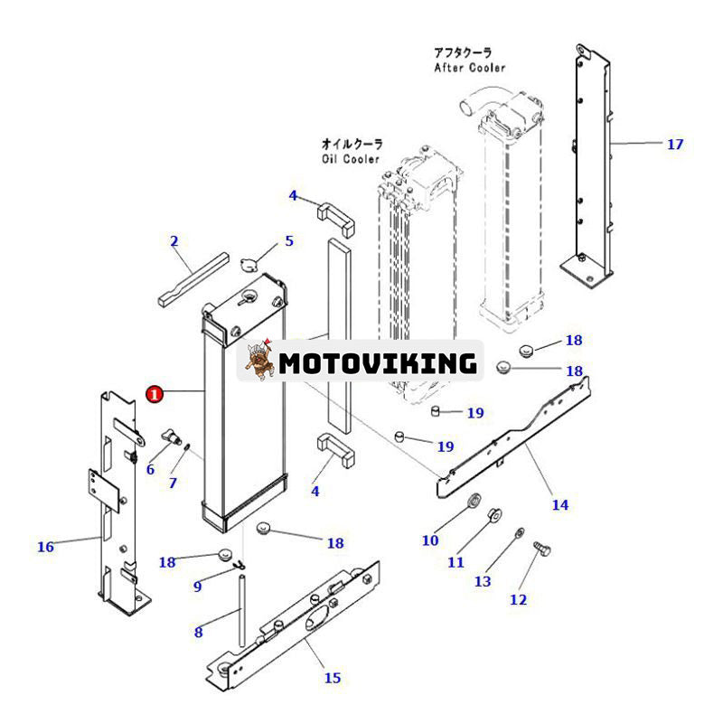 Vattenkylare kärnenhet 206-03-21111 206-03-21411 för Komatsu grävmaskin PC220-8 PC240-8K PC200LL-8