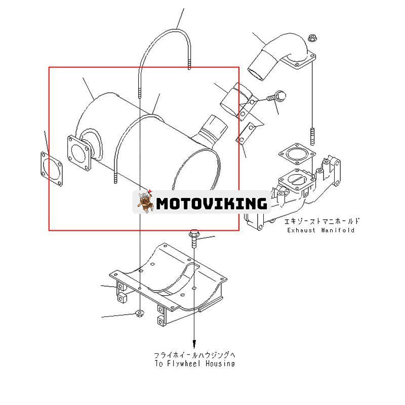 Ljuddämpare 6731-11-5530 för Komatsu Engine 4D102 4D95 Grävmaskin PC75UD-2 PC75UD-2E PC75UU-2 PC75UD-3 PC75US-3 PC75UU-3
