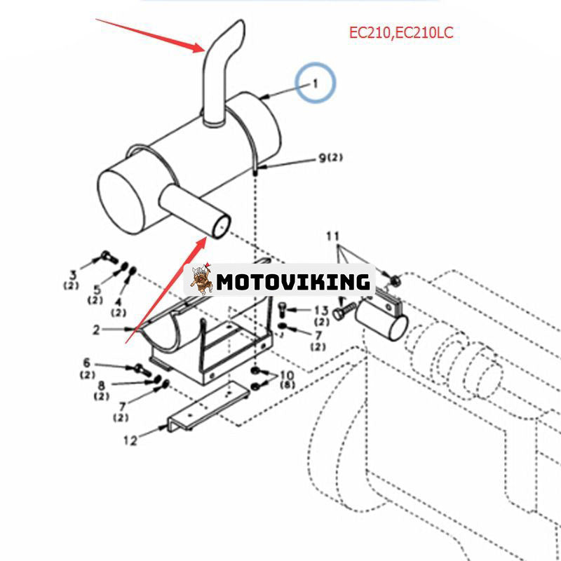 Ljuddämpare SA1114-00350 för Volvo Engine D6D Grävmaskin EW170 EC210 EC210LC