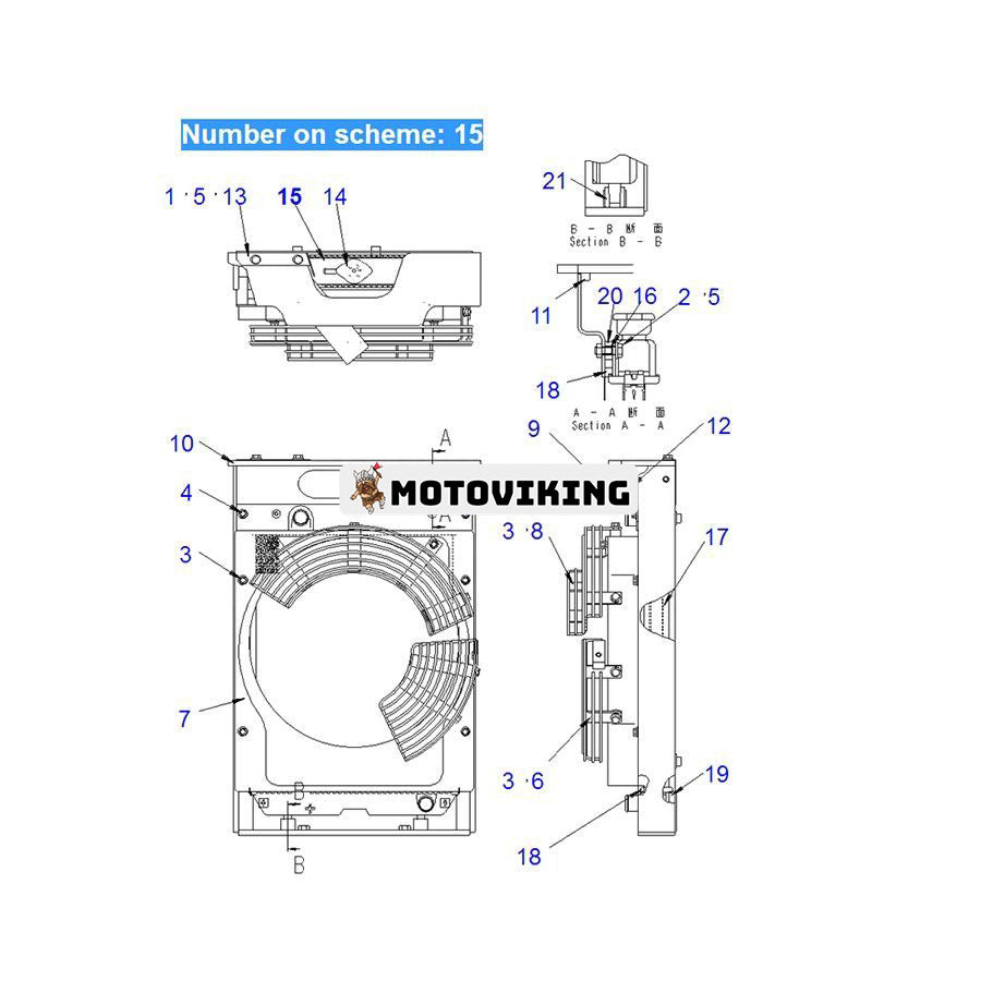 För Komatsu CD20R-1 PC27MR-1 PC28UU-3 PC30MR-1 PC30UU-3 Vattentankkylare ASS'Y 21U-03-31111