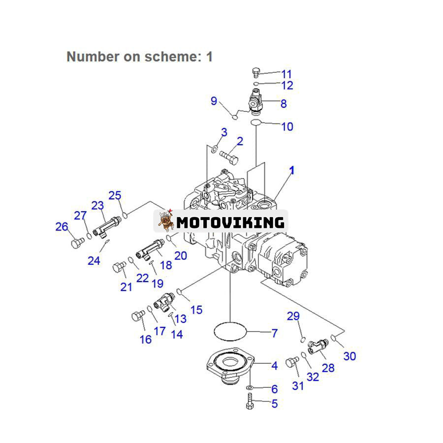 Hydraulpump Assy 708-3S-00511 708-3S-00512 708-3S-00513 för Komatsu grävmaskin PC35MR-2 PC35MR-2-A PC35MR-2-B