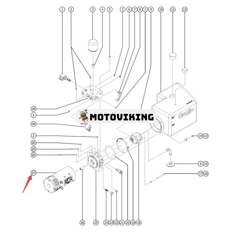 24V pumpmotor 1307564GT för Genie saxlyft GS-2046 GS-2646 GS-3246 GS-4046