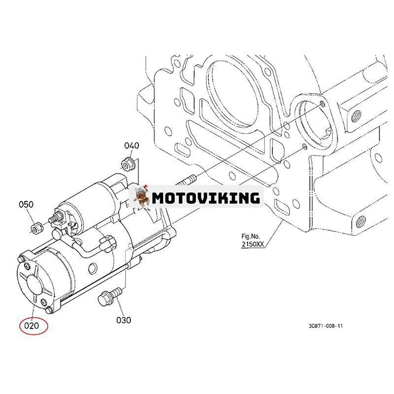 Startmotor 1K012-63013A för Kubota Tractor M8540HDNB M6-131DTC M7-131P M7-151S M7-171P M7-172S