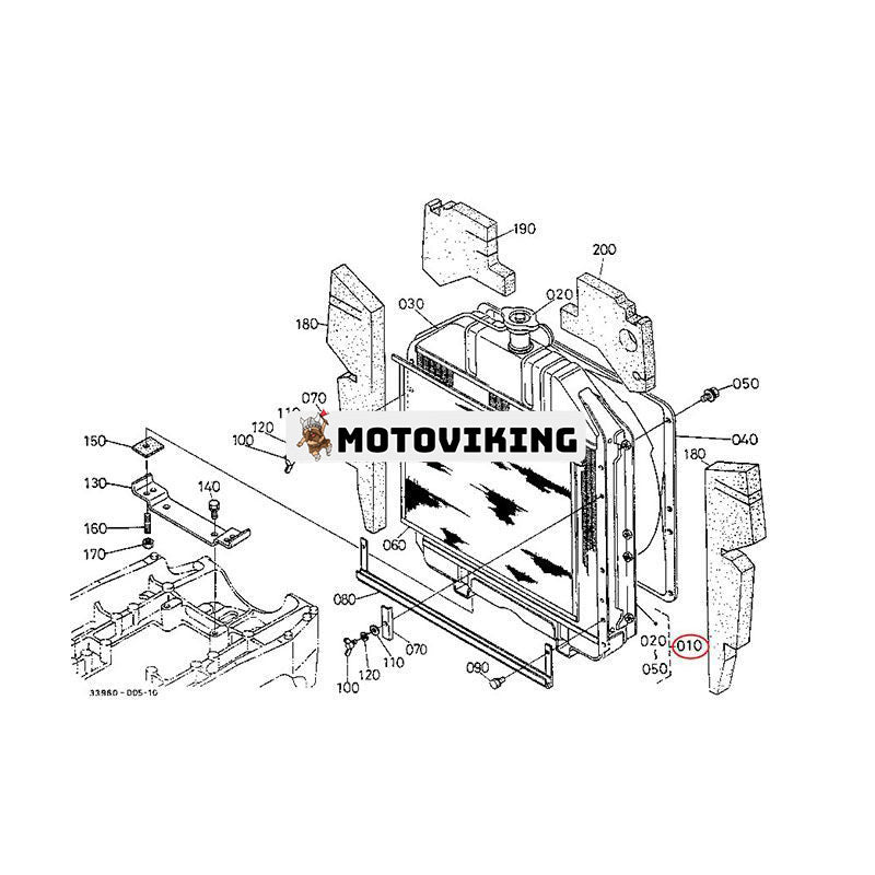 Vattentankkylare 16544-72060 för Kubota Tractor M9580DT M9580DT-C