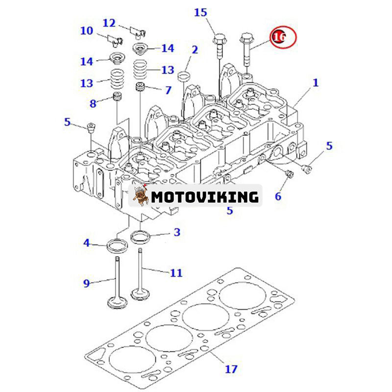 10 cylinderhuvudsbultar 6732-11-1620 för Komatsu Engine 4D102E-1B A6D102E-1C-35 SA6D102E-1C-7 Grävmaskin PC200-6  Lastare WA320-3