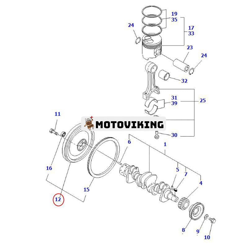 Svänghjul YM129930-21590 för Komatsu Forklift BX20 BX50 4D92E-1ABD-F 4D92E-1ABW-F 4D98E-1GD-F 4D94E-1ABD-F