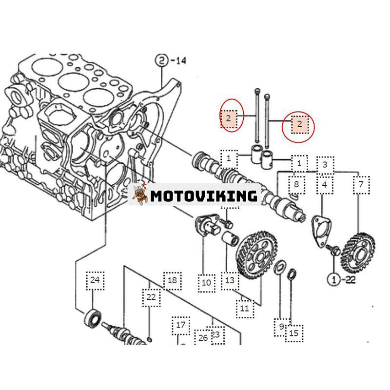 Tryckstång YM119620-14401 för Komatsu Engine 3D72-2C 2D68E-3B 3D74E-3C 3D72-2G Lastare SK04J-2