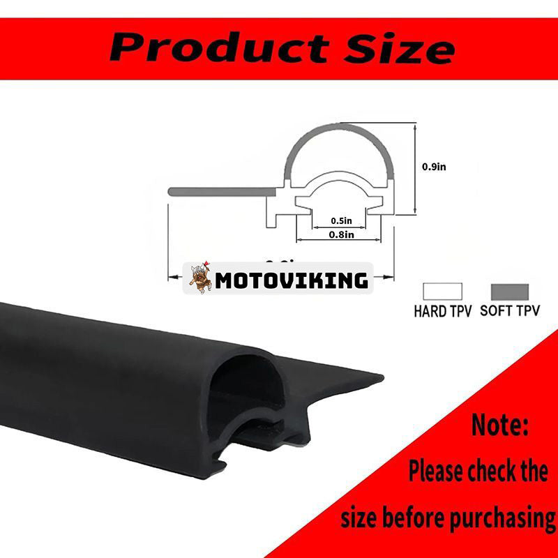 RV Slide Out Seal 1" x 2,1" x 25' 018-341 för RV Camper Slideout System Svart gummi