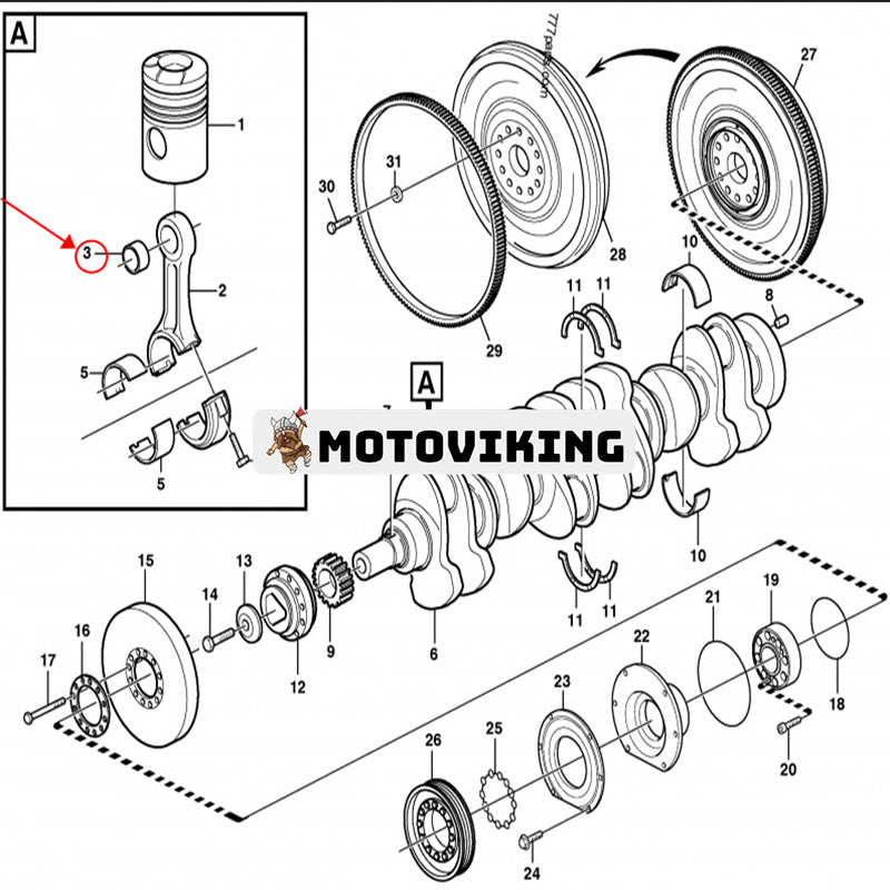 Bussning 20381185 för Volvo Penta Engine D12D-A MH TAD1240GE Grävmaskin EC460B EC360B EC330B EC460B EC360B