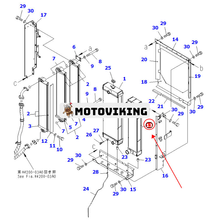 Oljekylare 419-03-48130 för Komatsu Loader WA320PZ-6 WA320-6 WA320-6N