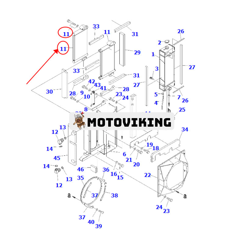 Oljekylare 22M-03-31340 22M-03-21340 för Komatsu grävmaskin PC45MR-3 PC55MR-3