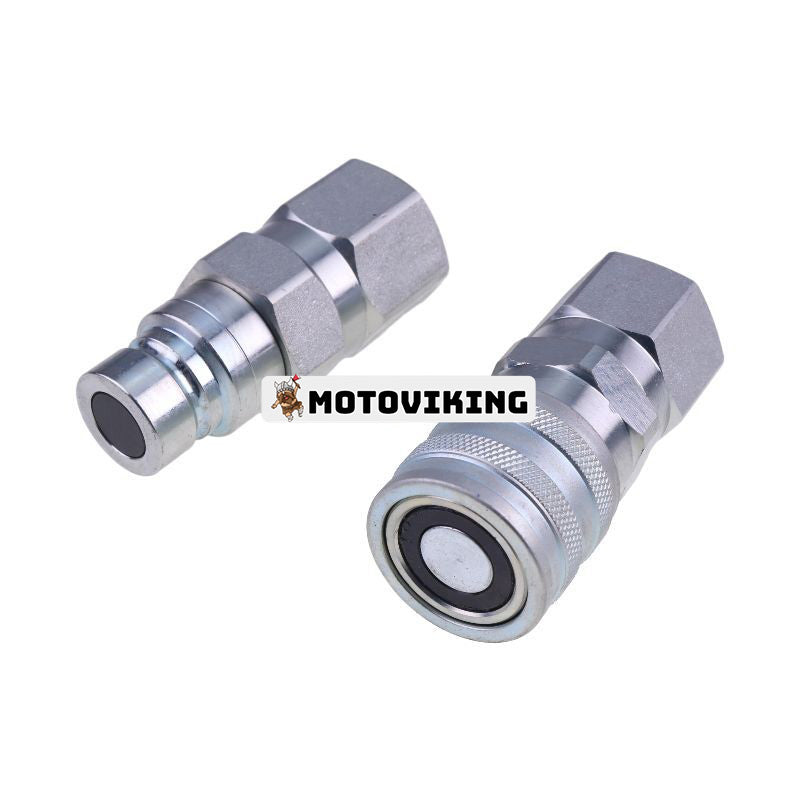 5/8" SAE Flat Face Coupler Set Hydraulisk Quick Connect Fitting för Bobcat CAT CASE Volvo New Holland Thomas ASV