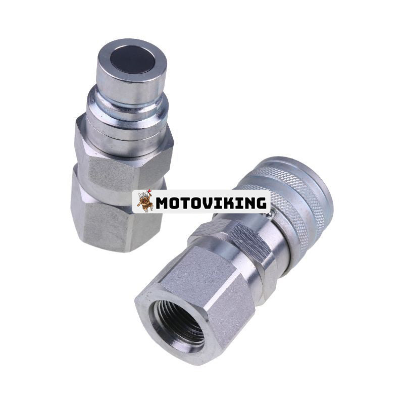 5/8" SAE Flat Face Coupler Set Hydraulisk Quick Connect Fitting för Bobcat CAT CASE Volvo New Holland Thomas ASV