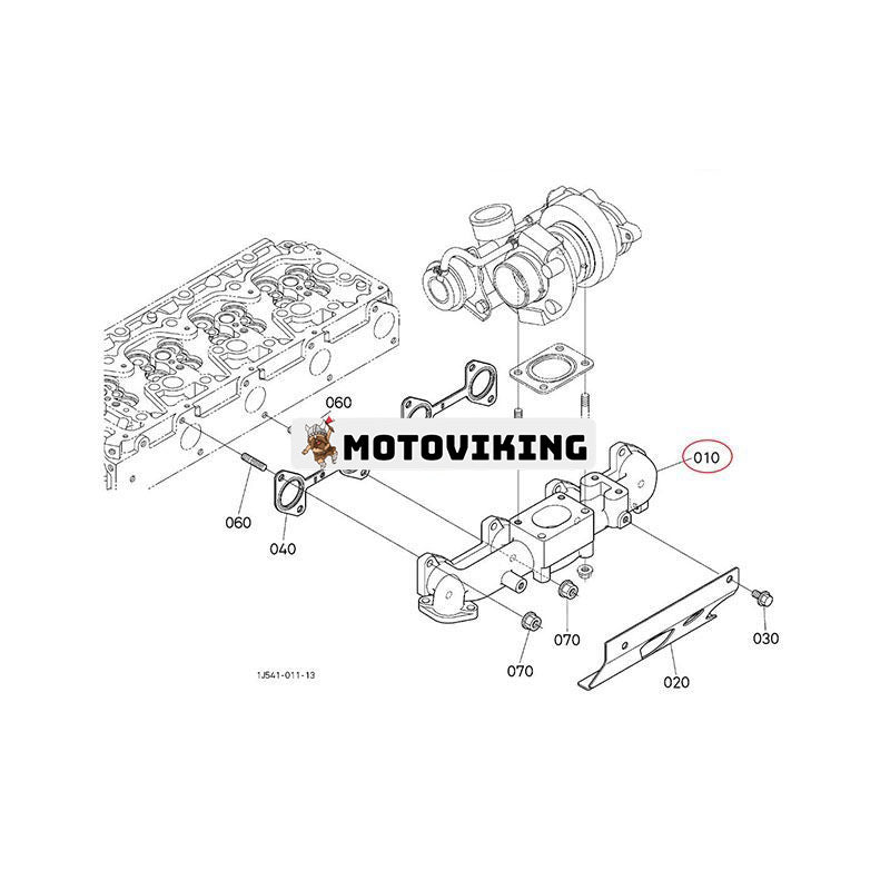 Avgasgrenrör 1J540-12310 för Kubota traktor M5-091HD M5-091HDC M5-091HDRC M5-091HF M5-111HD Lastare SVL90-2 SVL95-2S SVL97-2