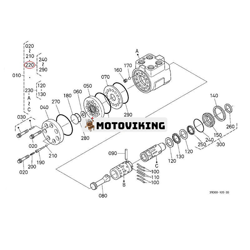 Tätningssats 3P999-00420 för Kubota traktor M100XDC M105SDS M105SH M105XDT M108DSC M-110DTC M7040SU M135XDC ME8200DH