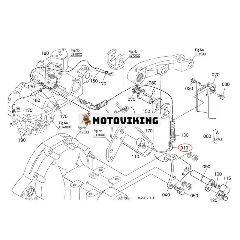 Cylinderenhet YW333-00103 för Kubota traktor M5040DT M5040F M5040HD M5140DT M5140F M6040DH M7040DH M7040F M7040HD