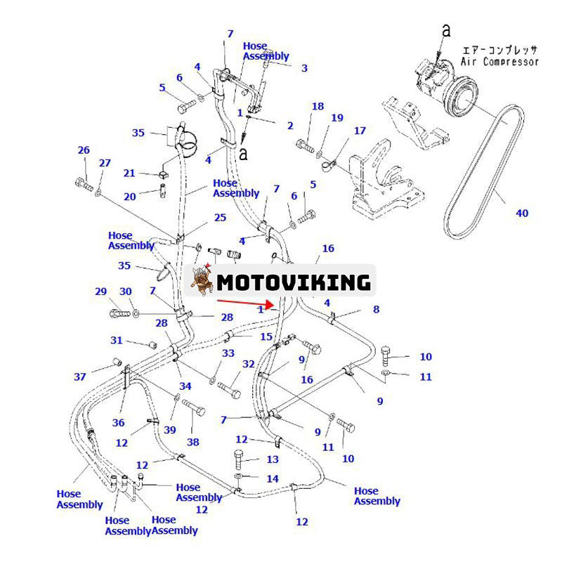 Slang 21K-979-7433 för Komatsu grävmaskin PC195LC-8 PC160LC-7 PC160LC-8 PC190LC-8 PC180LC-7