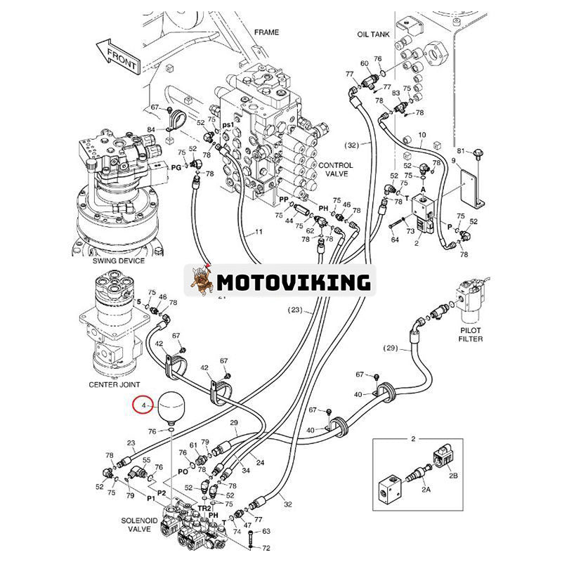 Ackumulator 2460-9057A för Doosan Daewoo grävmaskin DX140LC DX160LC DX180LC DX210 DX225LC DX27Z DX300LC E60 E62 E63 E80